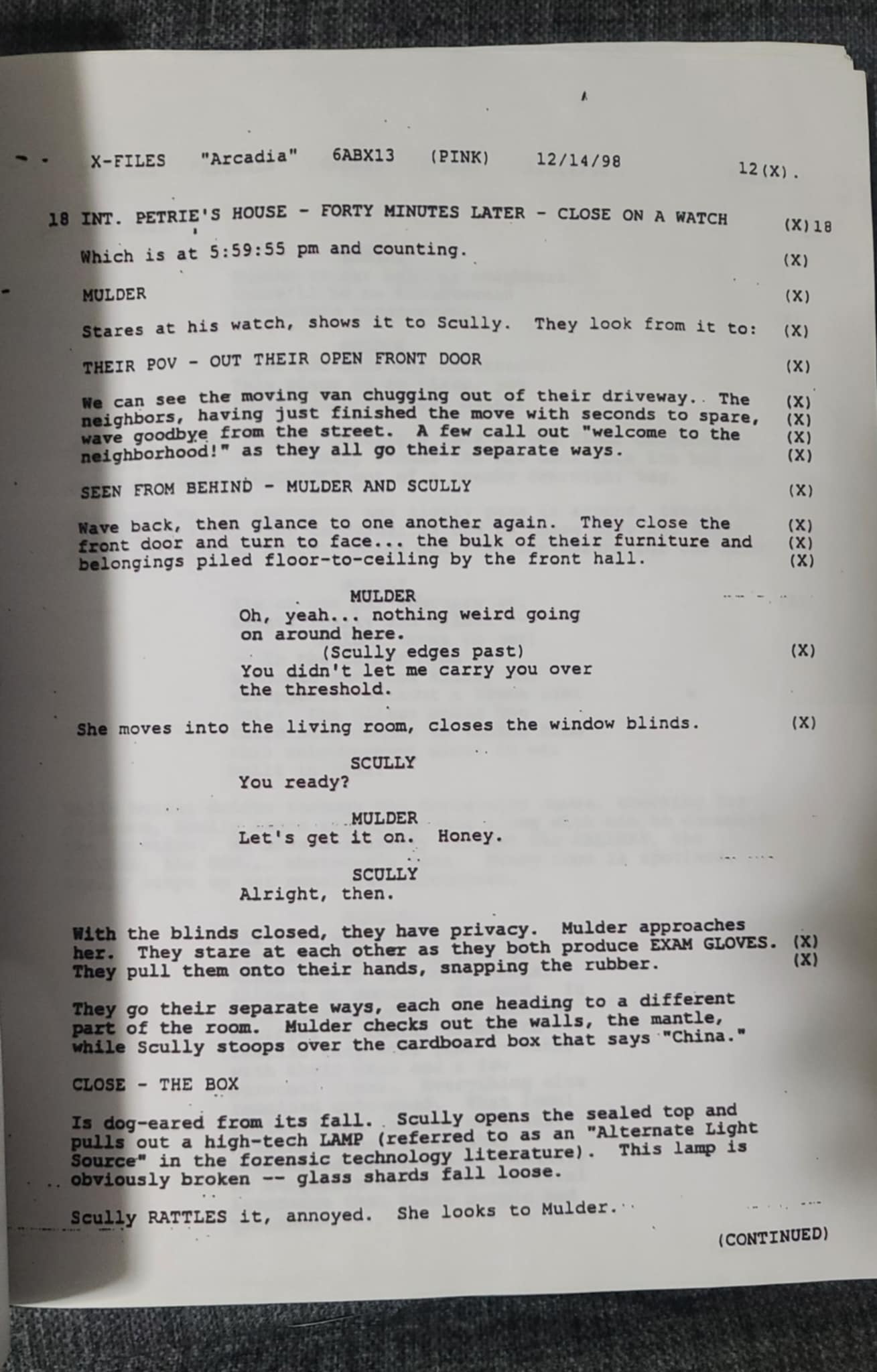 X-Files Production Copy Script -episode ARCADIA-Gillian Anderson Autographed