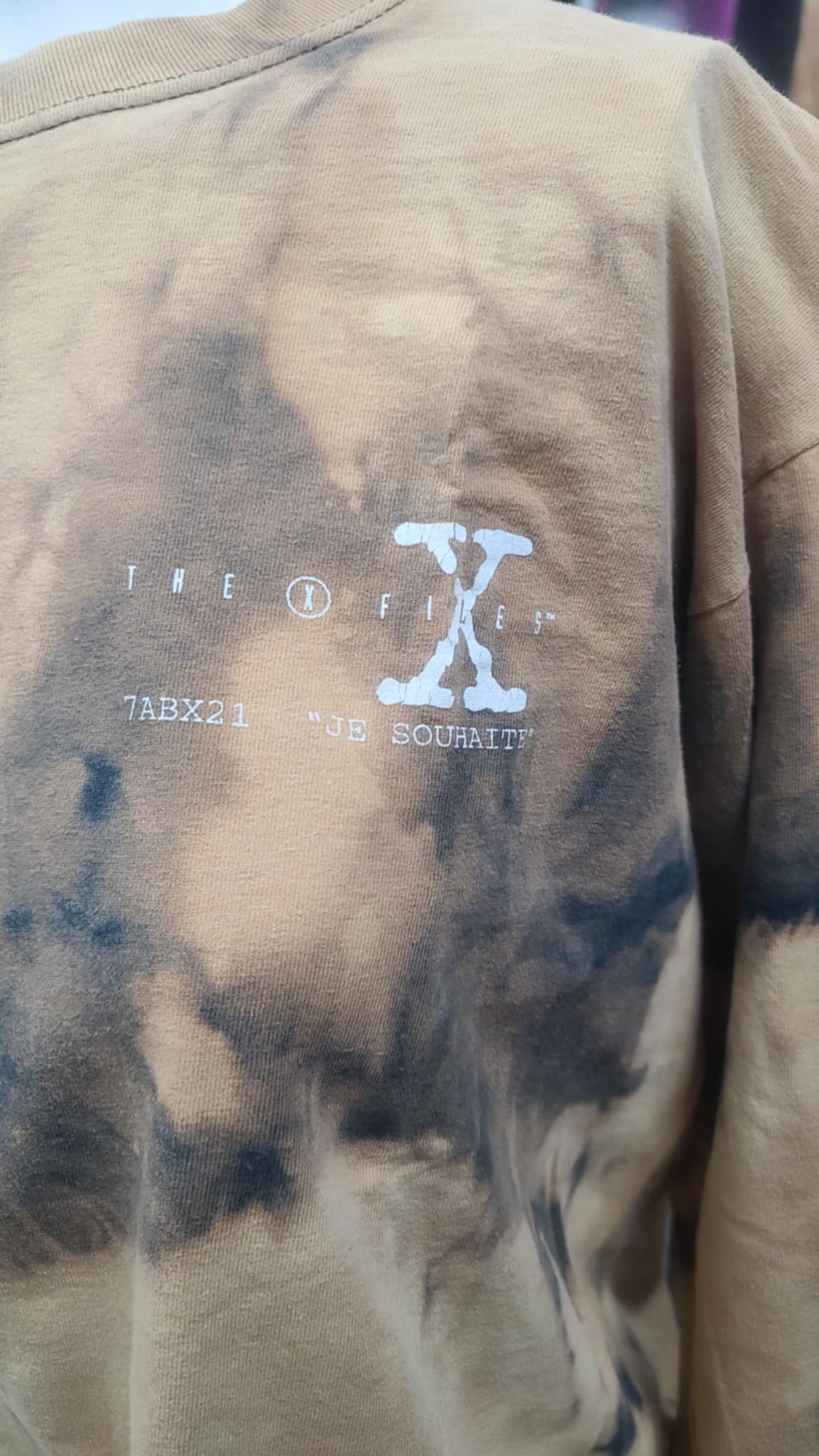 X-Files -Je Souhaite Long Sleeve tie die Crew Shirt -Rare