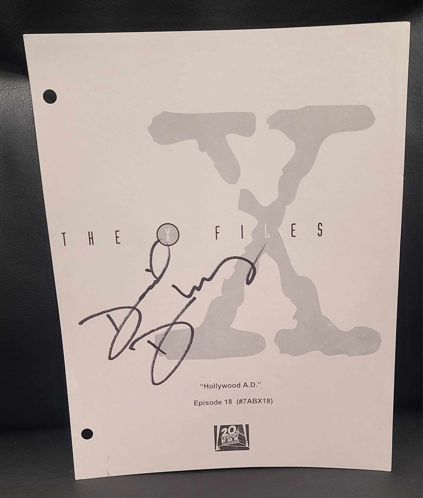 Script cover autographed by David Duchovny - Donated by Chris Carter