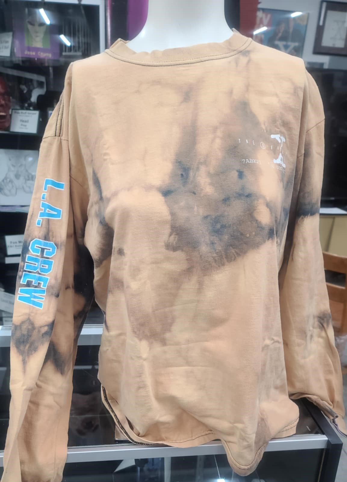 X-Files -Je Souhaite Long Sleeve tie die Crew Shirt -Rare