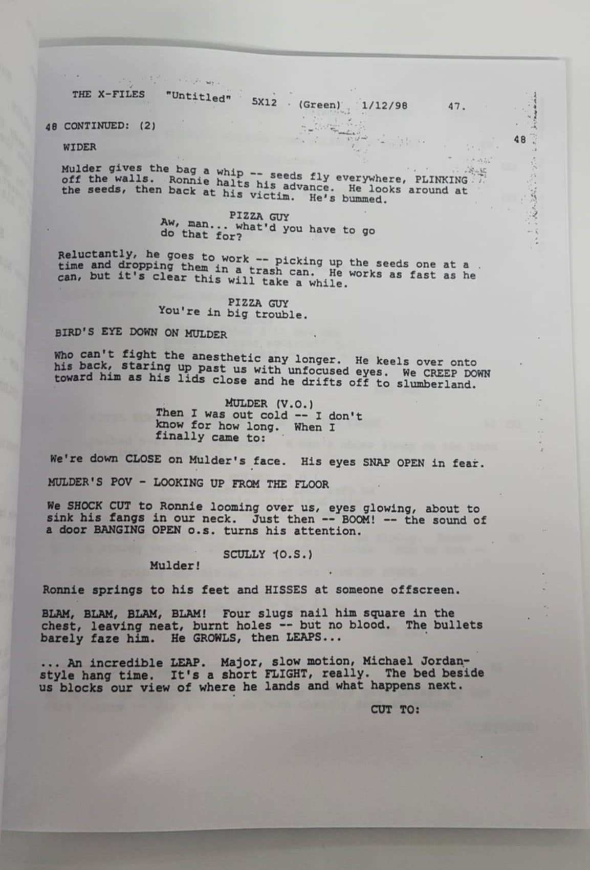 Autographed by Gillian Anderson-X-Files Production Copy Script -episode BAD BLOOD