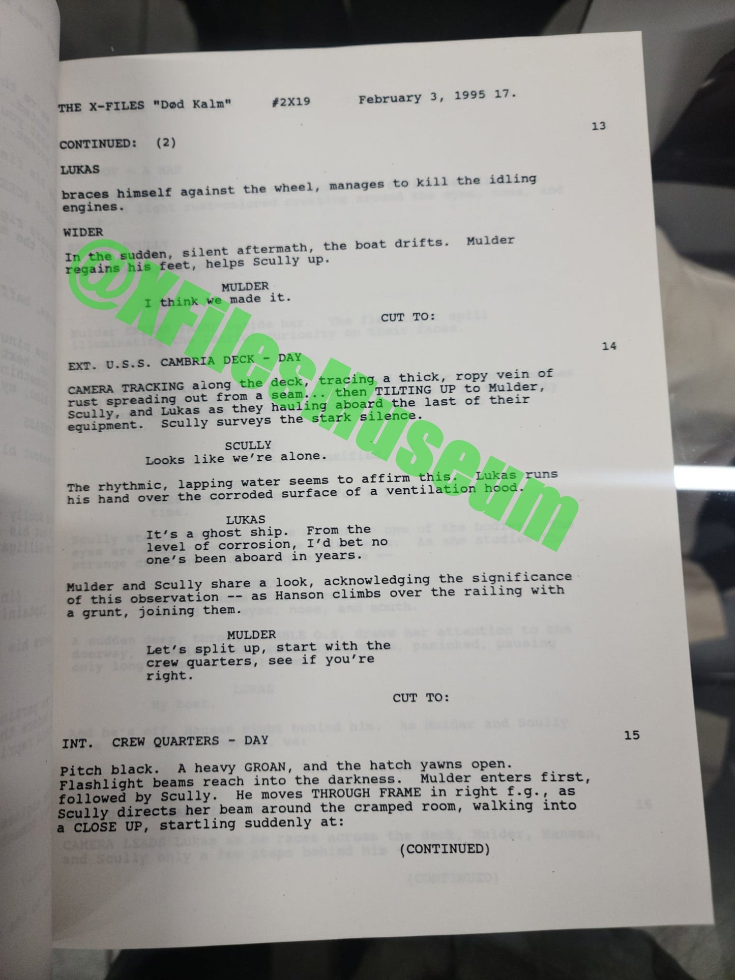 X Files Script -Episode "DOD KALM" - Not Production Used