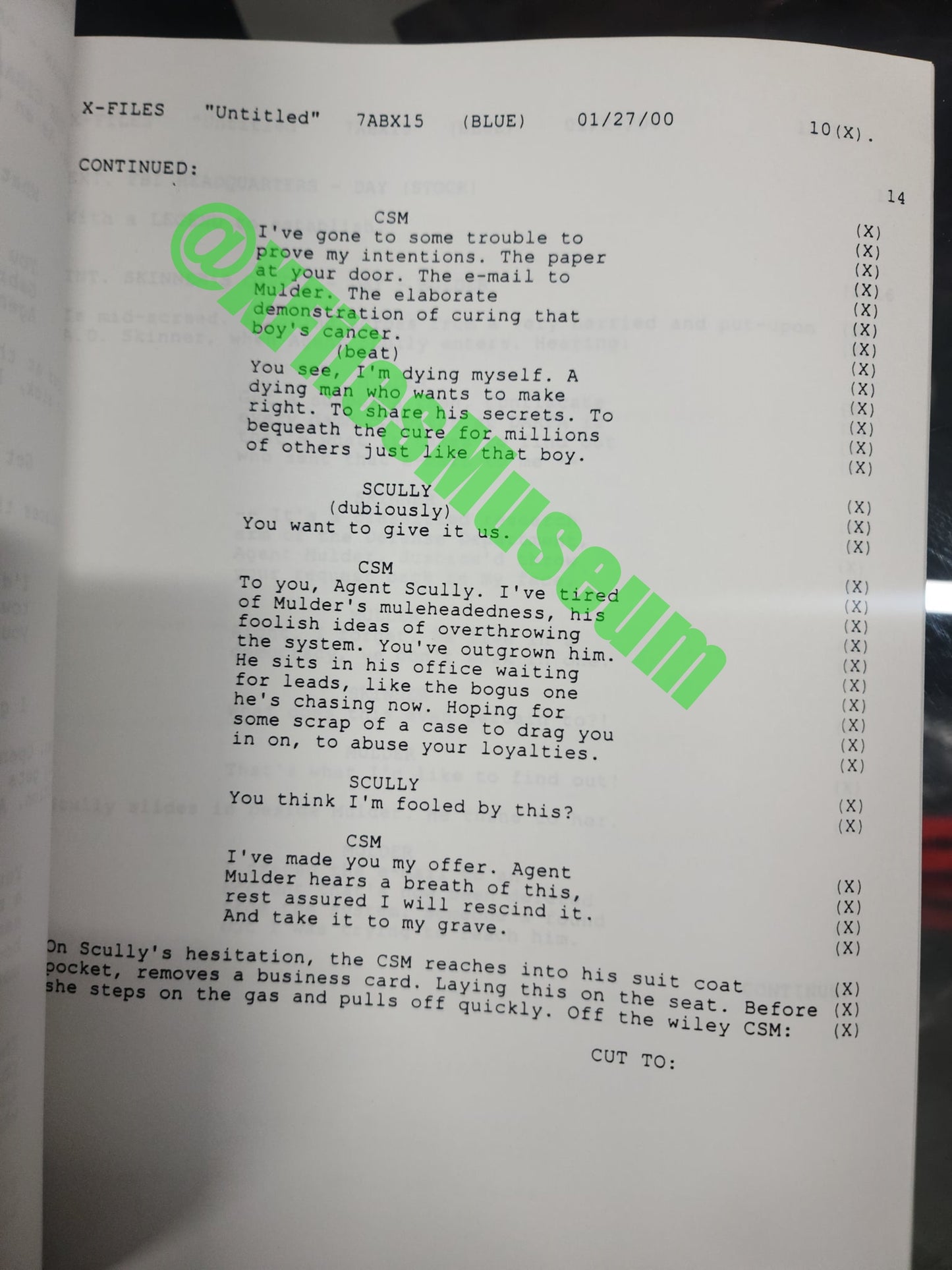 X Files Script -Episode "EN AMI" - Not Production Used