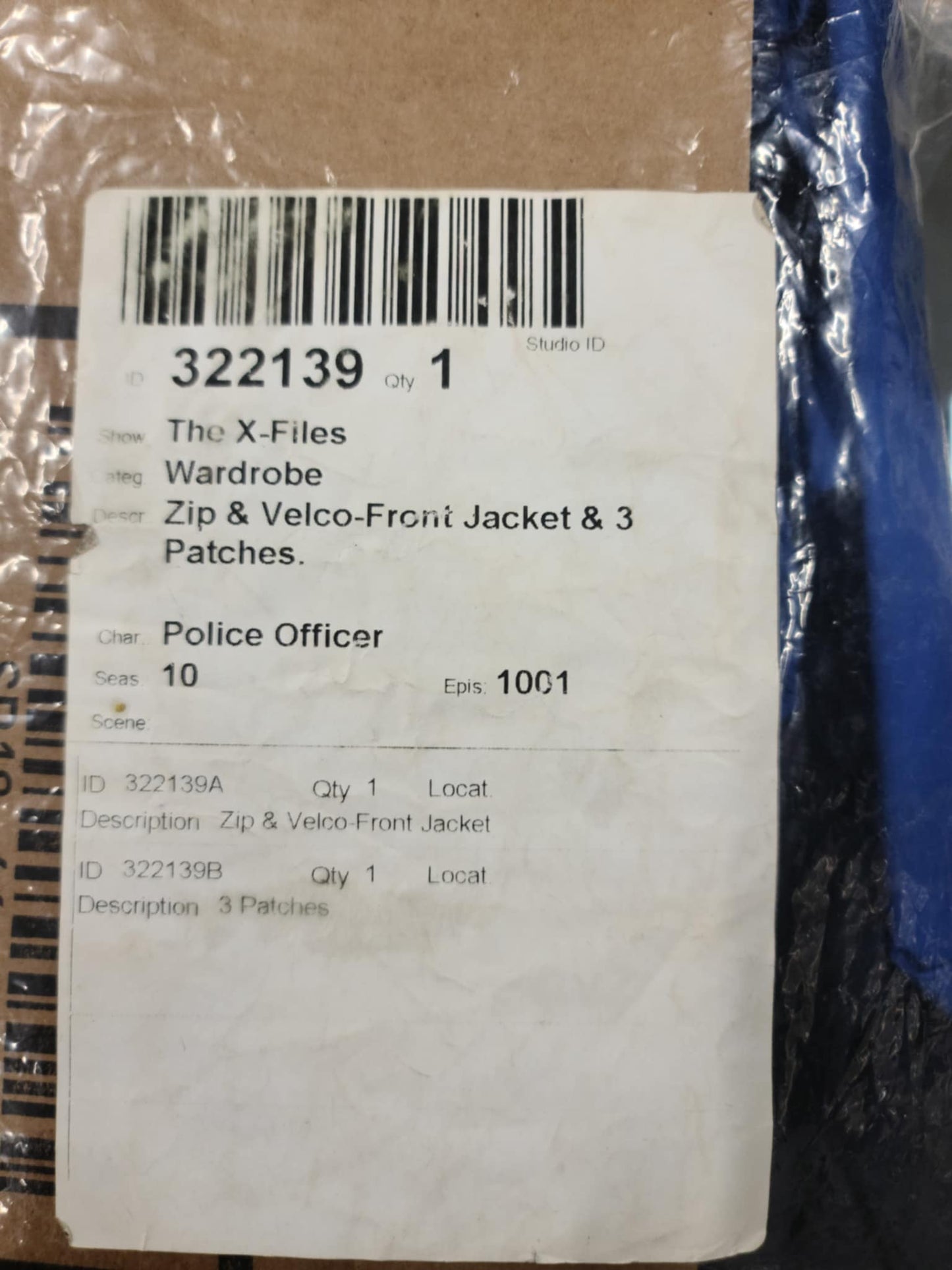Police Jacket - X-Files Season 10 episode "MY STRUGGLE" - Screen Worn Wardrobe