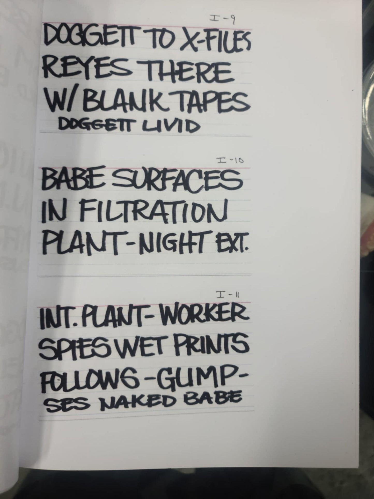 THE X-FILES Storyboard Card Sheets - Episode " NOTHING IMPORTANT HAPPENED TODAY"