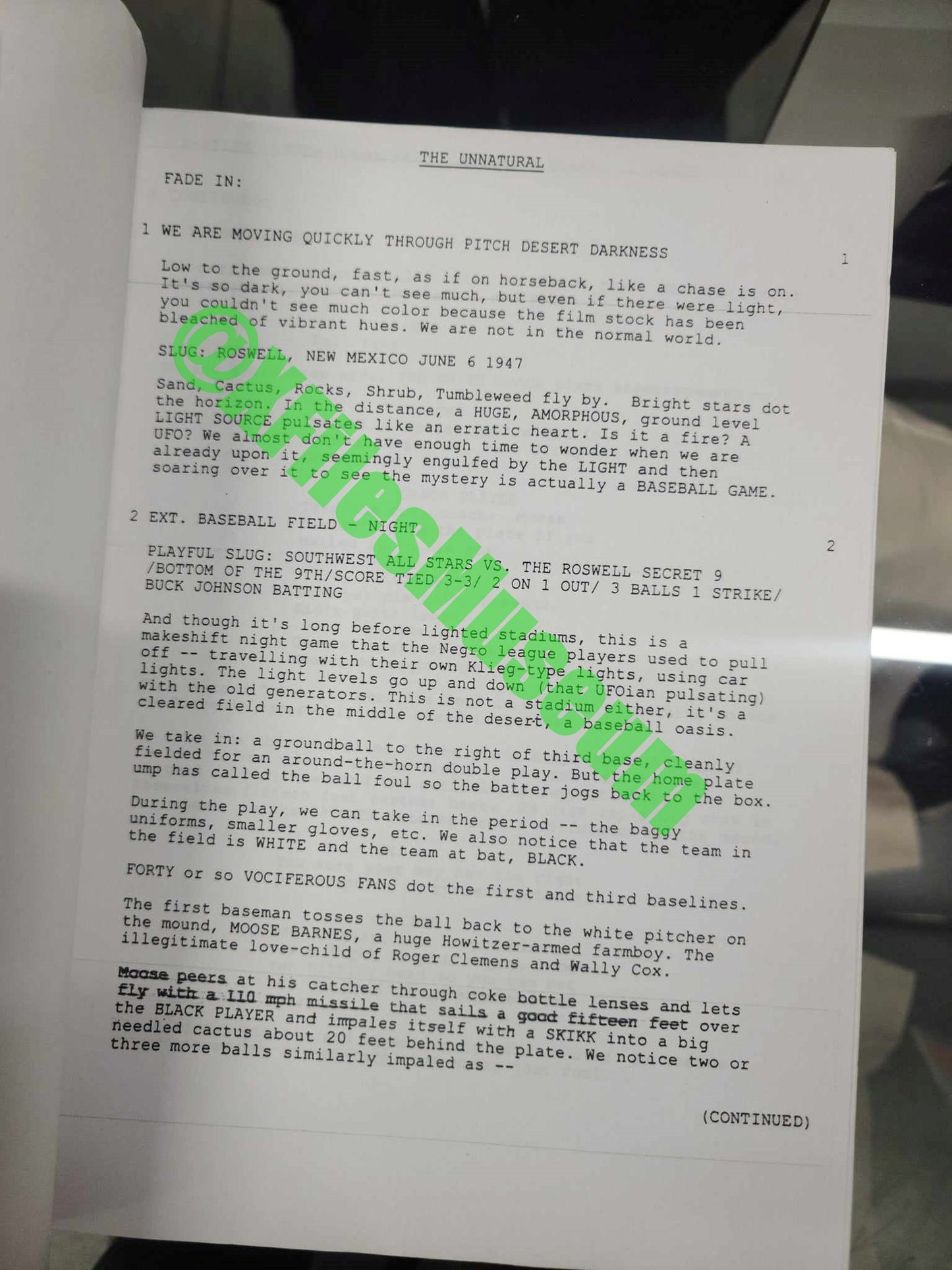 X Files Script -Episode "THE UNNATURAL" - Not Production Used
