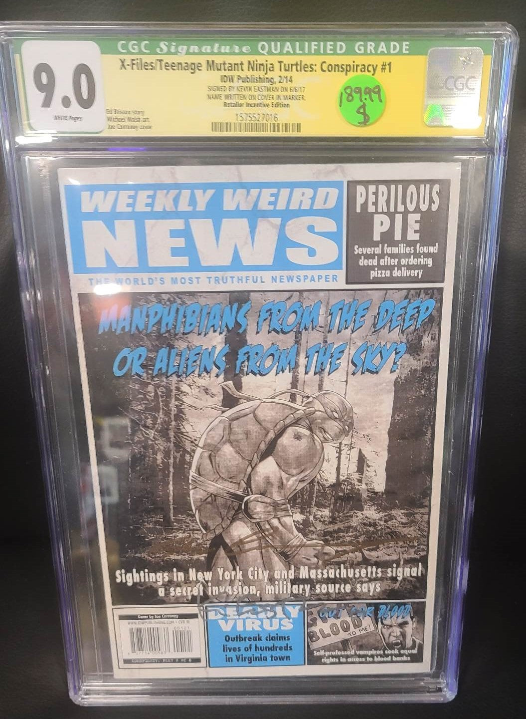 IDW THE X_FILES/ TURTLES Conspiracy #1 -Signed by Kevin Eastman- Graded