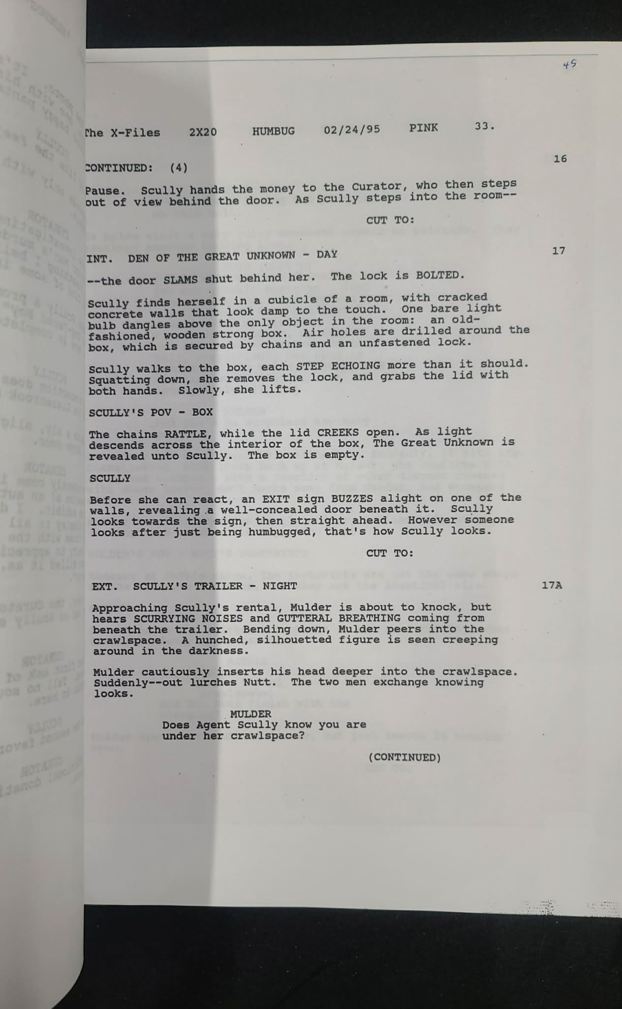 *X-Files - Production Copy Script - HUMBUG autographed by The Enigma Live
