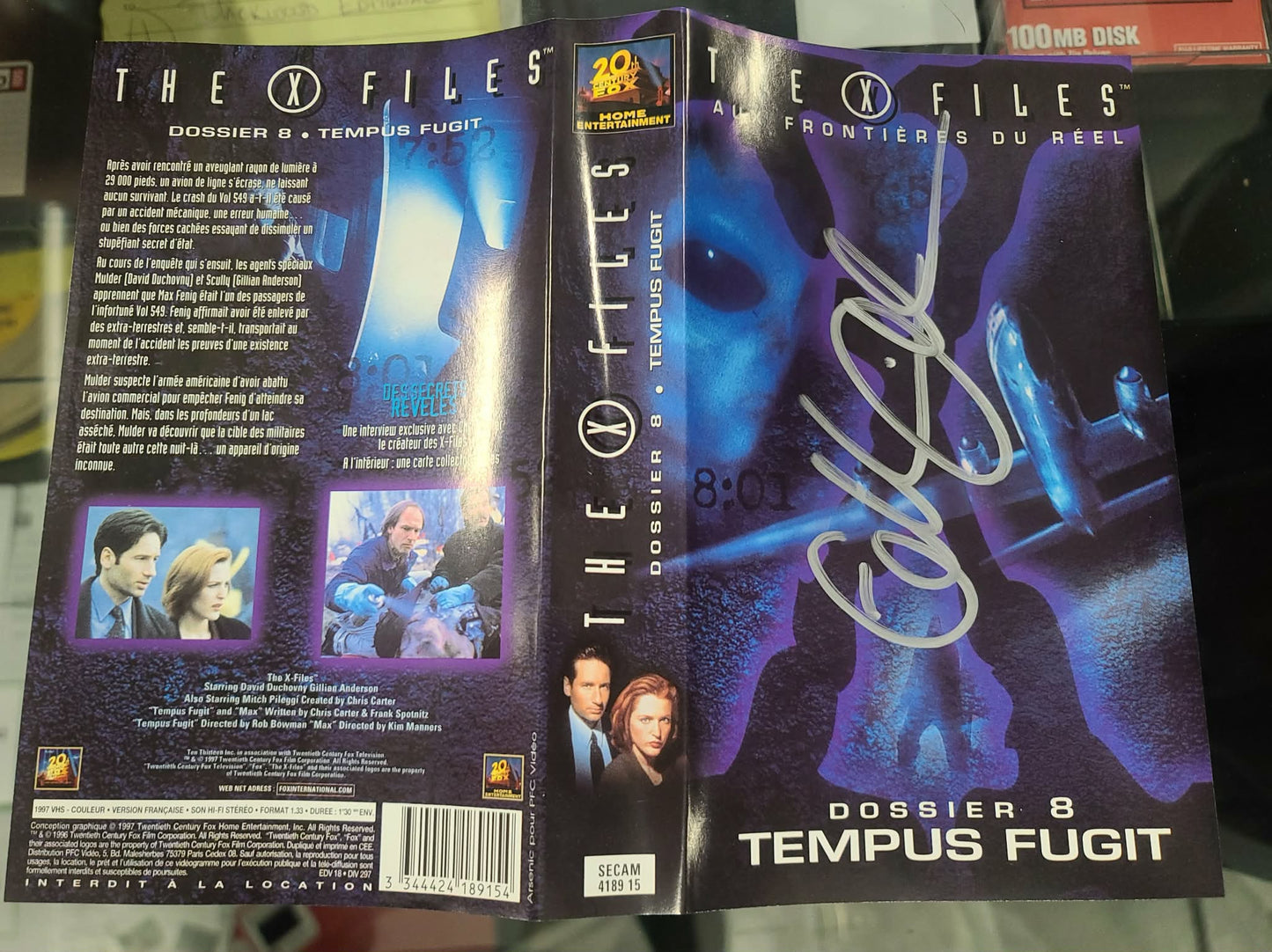 International X-Files VHS Cover - Dossier 8 - TEMPUS FUGIT- Autographed by Gillian Anderson