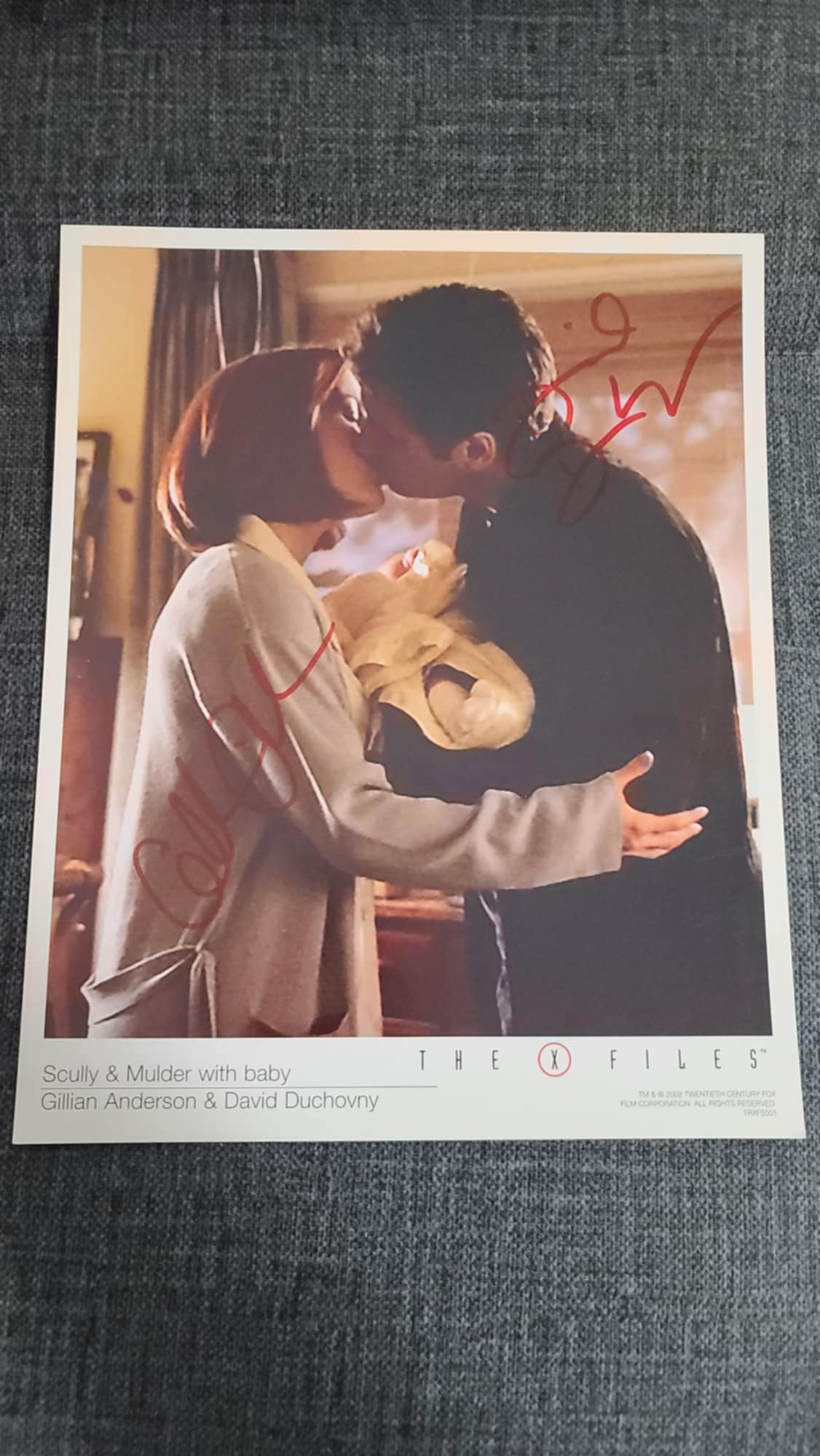 X-Files Kiss - Fan Club Photo - Autographed by Gillian Anderson and David Duchovny -(JAB)