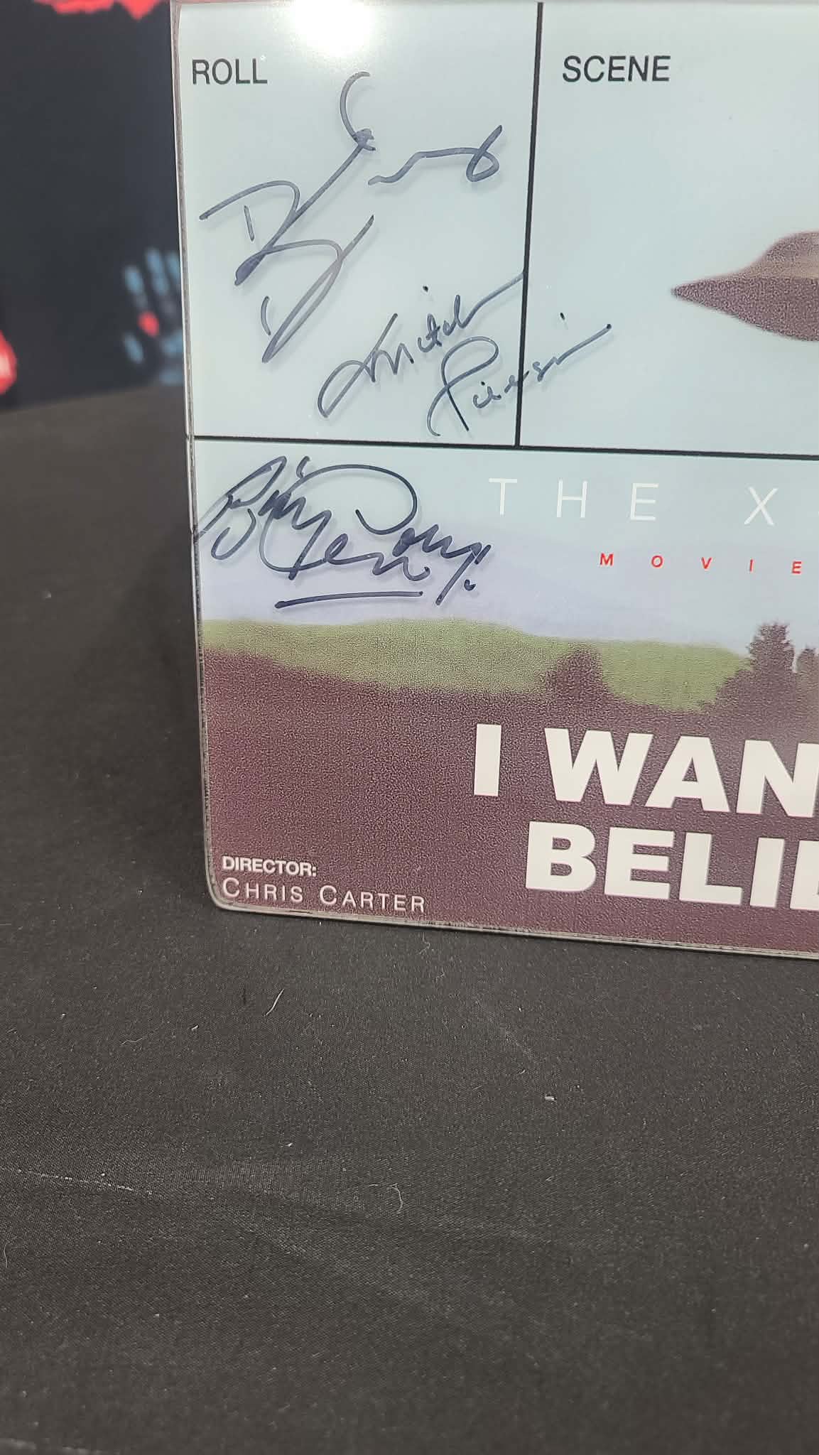 *X-Files- I Want To Believe (the Movie) Director's Slate -Autographed David Duchovny, Gillian Anderson, Mitch Pileggi, Billy Connolly and Xzibit