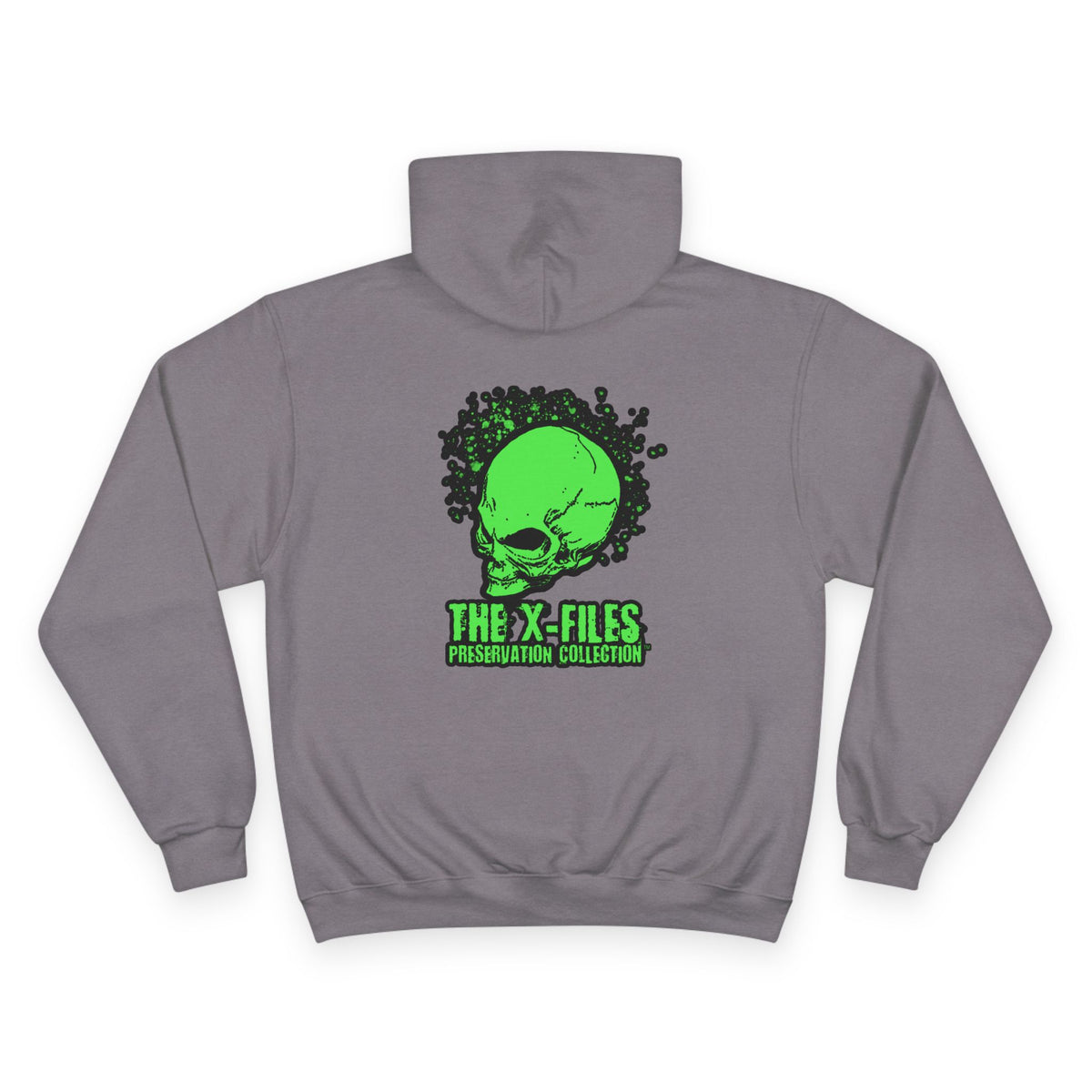 X‑Files Neon Alien Skull Hoodie — Retro Green Skull Graphic Pullover