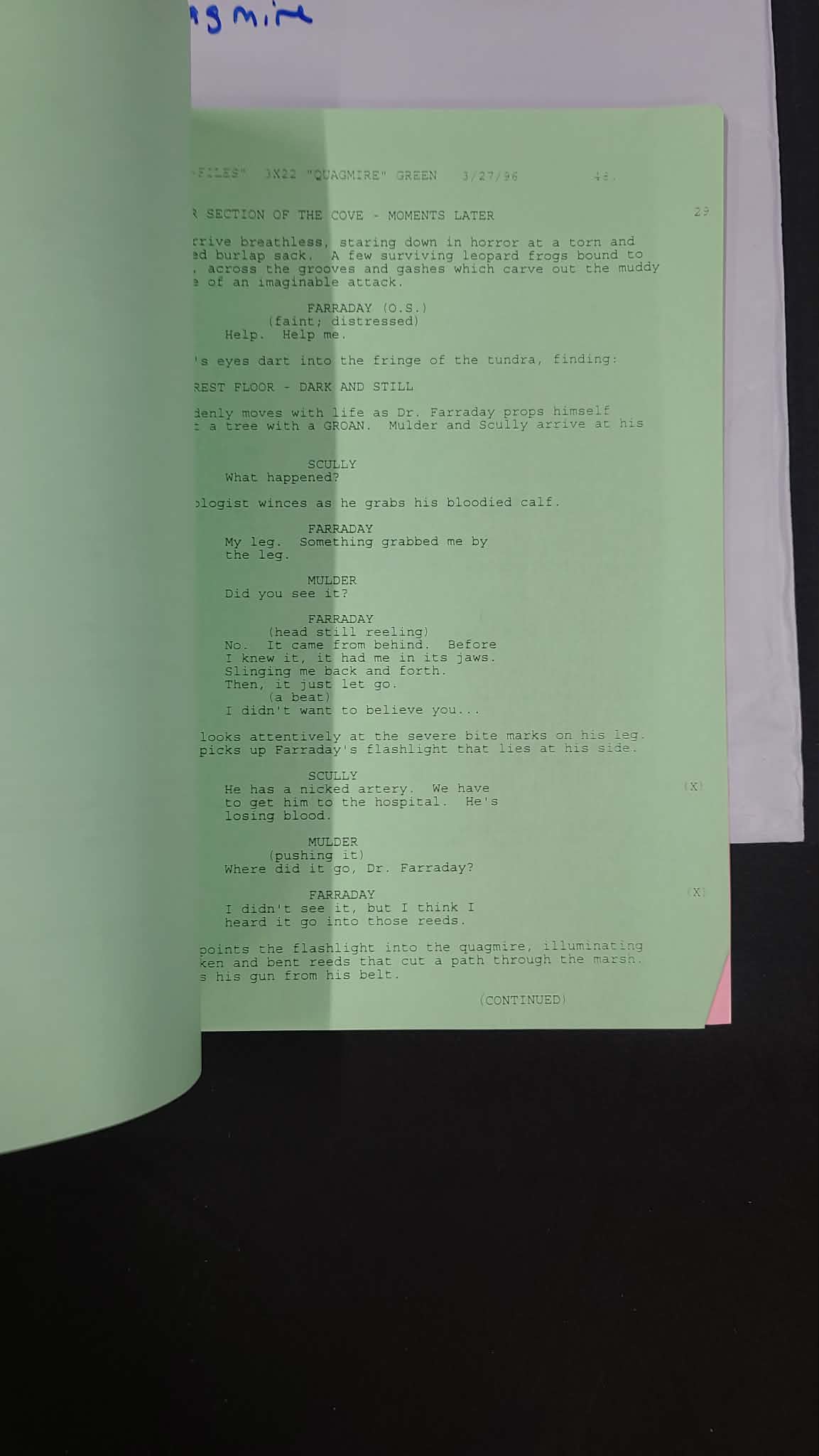*X-Files - Original Production Used Script -QUAGMIRE