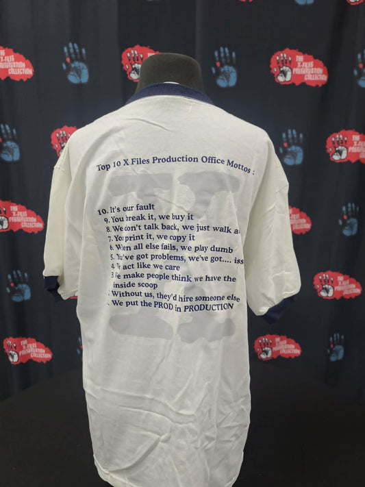 * X-Files-Production Office Mottos Crew Shirt                    Size: Medium