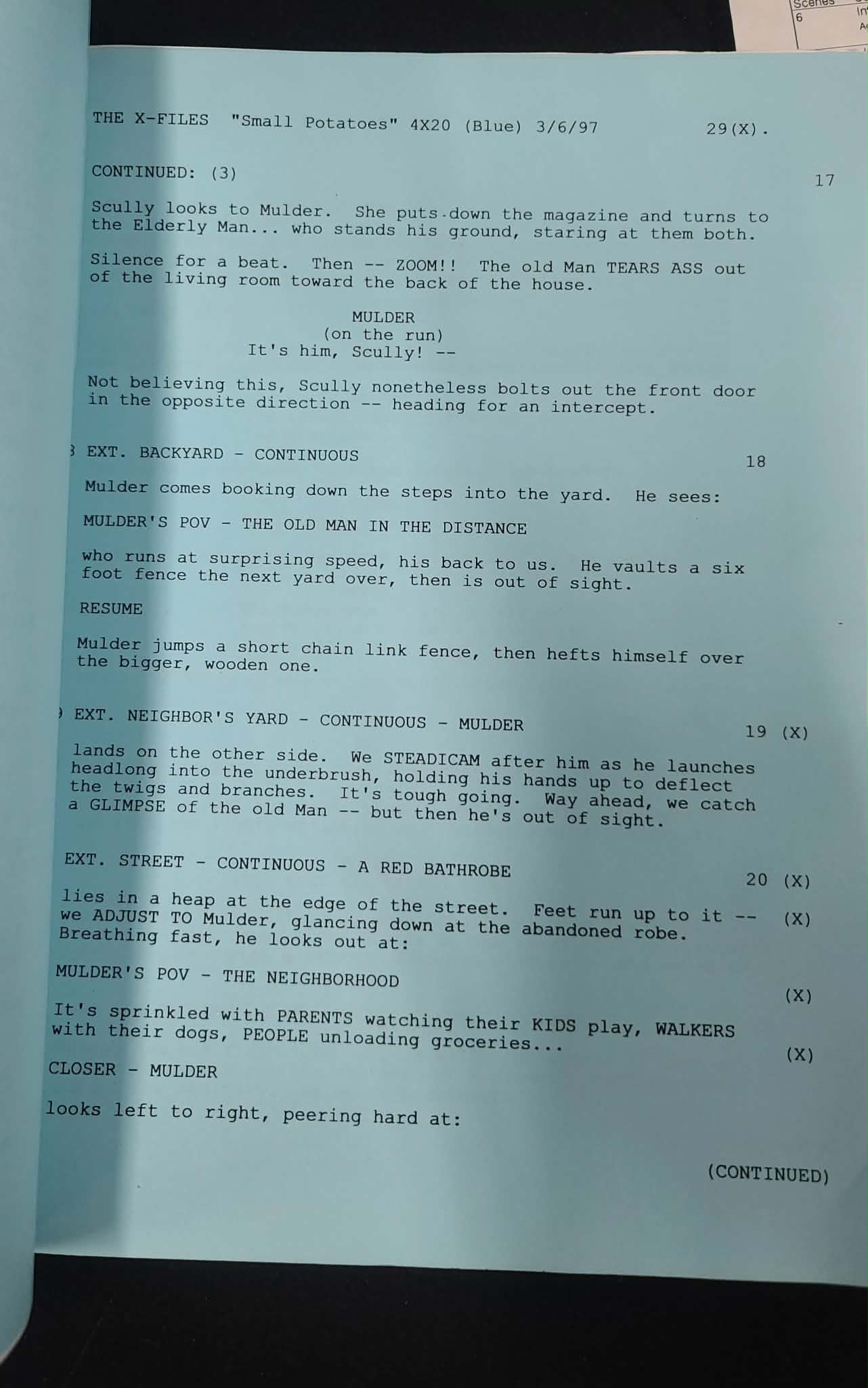 *X-Files - Original Production Used Script - Small Potatoes