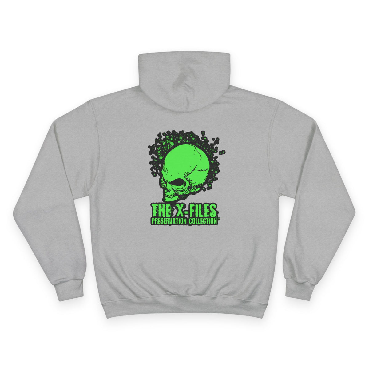 X‑Files Neon Alien Skull Hoodie — Retro Green Skull Graphic Pullover