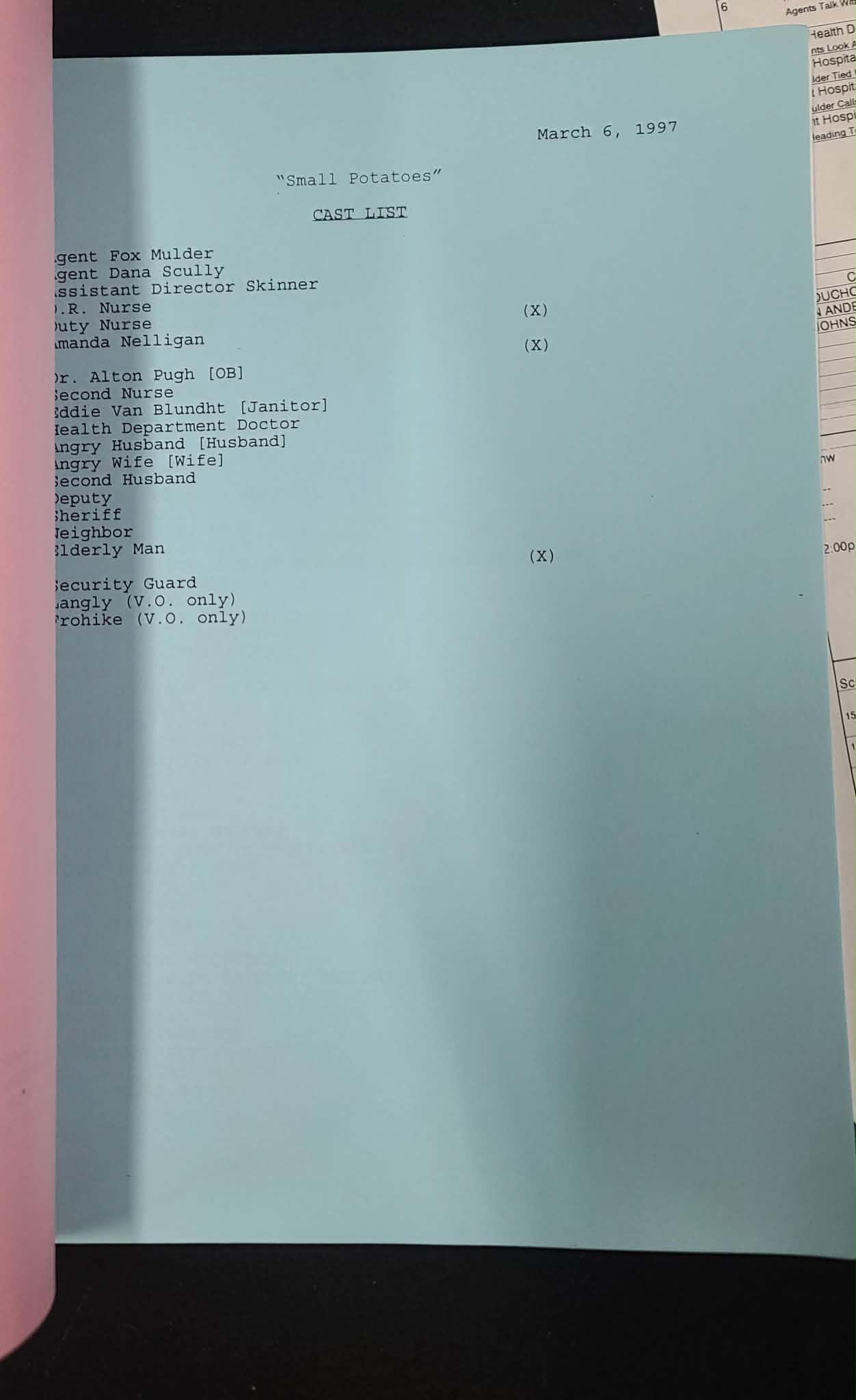*X-Files - Original Production Used Script - Small Potatoes
