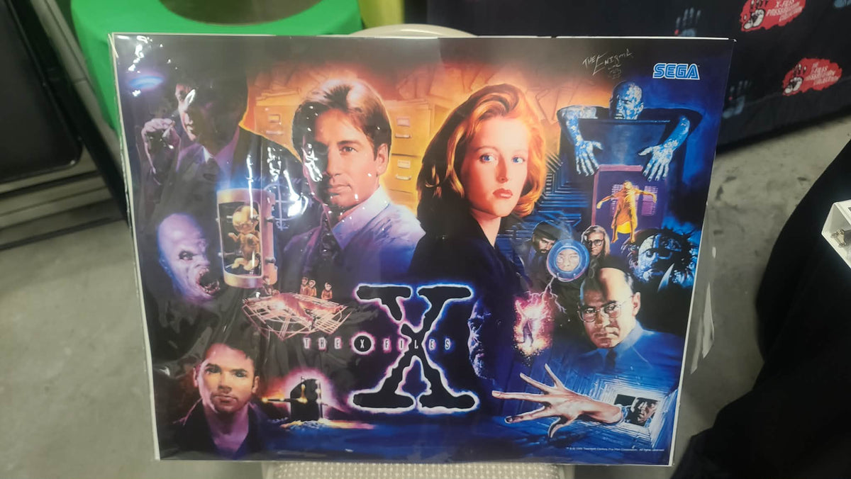 X-Files- Very Rare X-Files Pinball Backglass Translite - Autographed by the Enigma Live