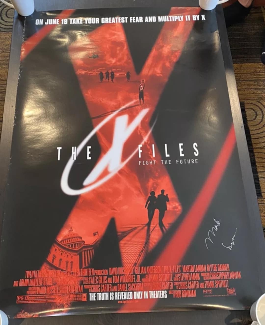 X-Files Fight the Future Poster - Autographed by composer Mark Snow ...
