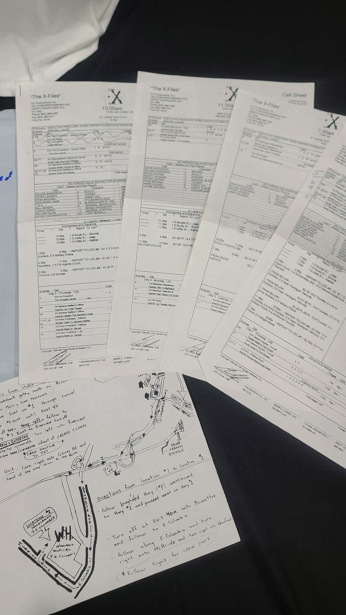 *X-Files - Original Production Used Script, Call Sheets and Map - Unrequited