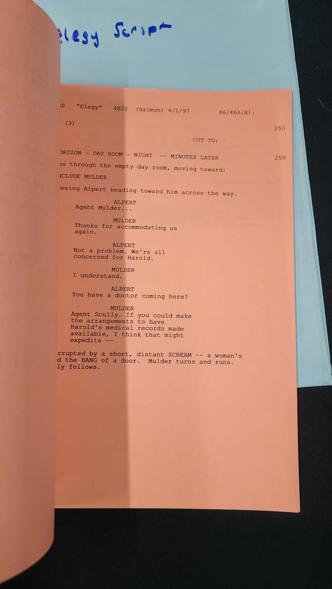*X-Files - Original Production Used Script -ELEGY
