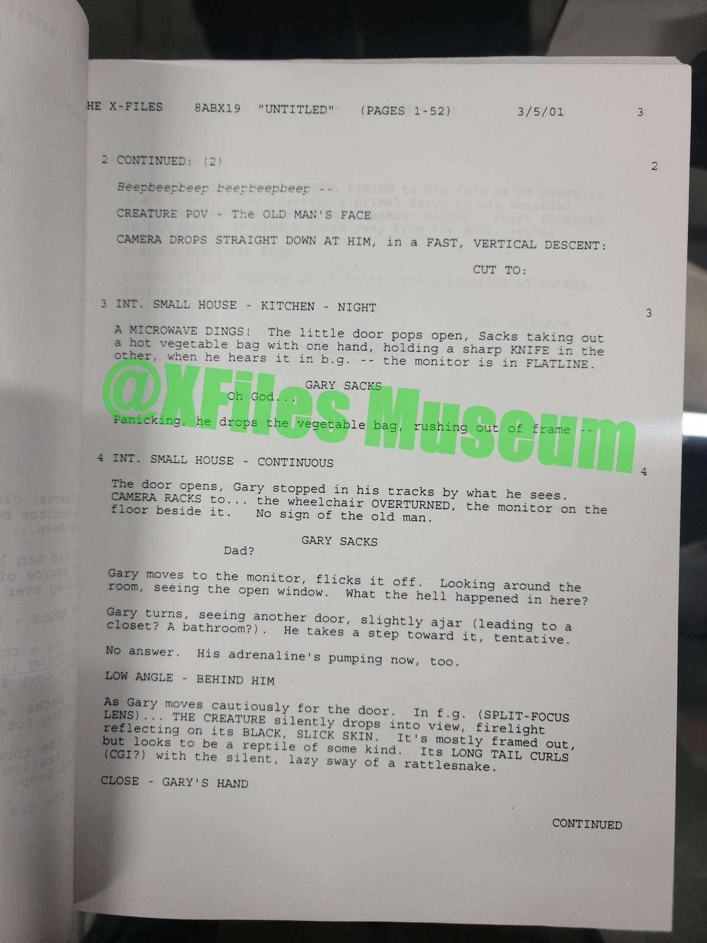 X Files Script -Episode "ALONE" - Not Production Used