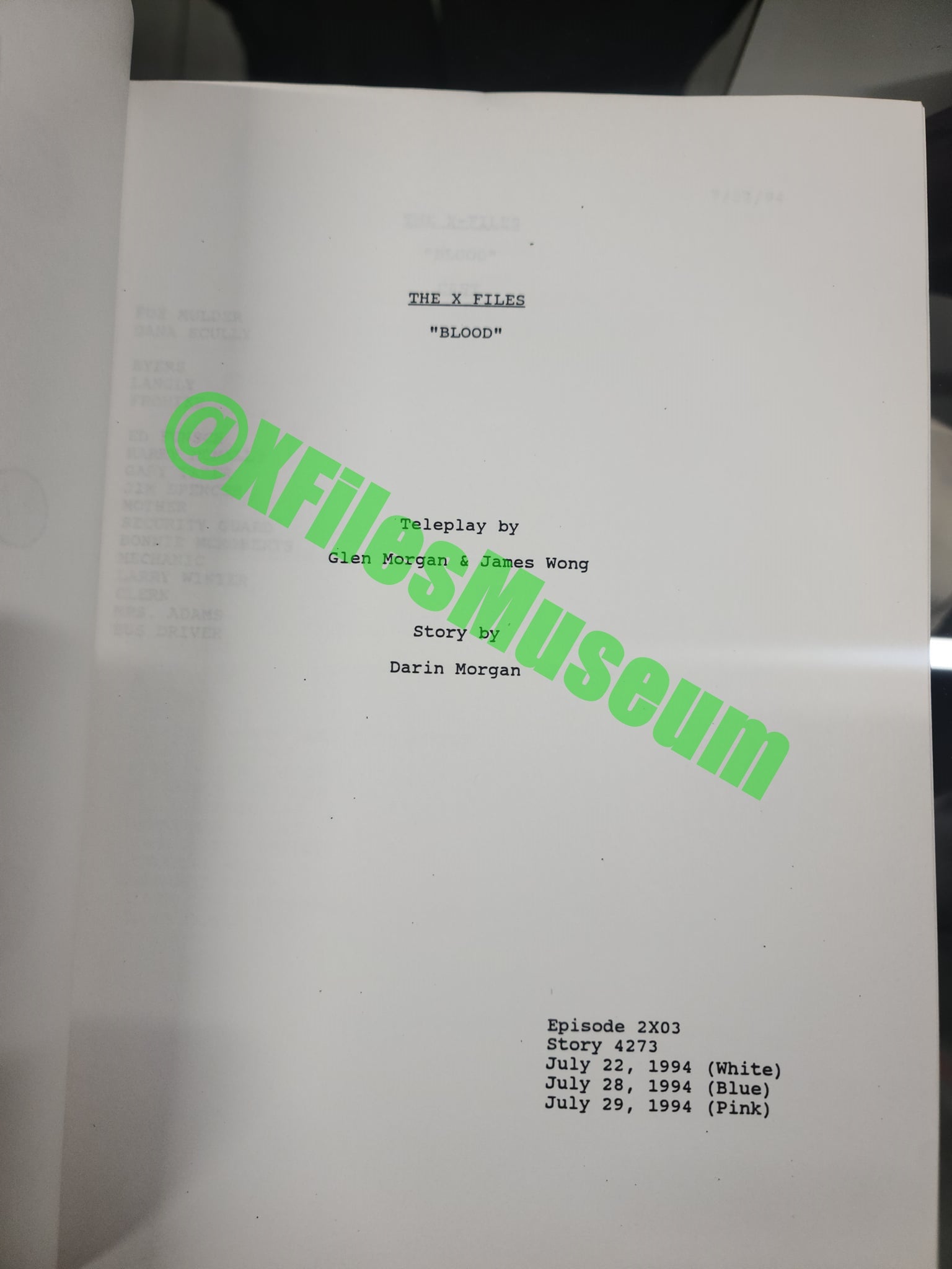 Blood Script X Files Script -Episode