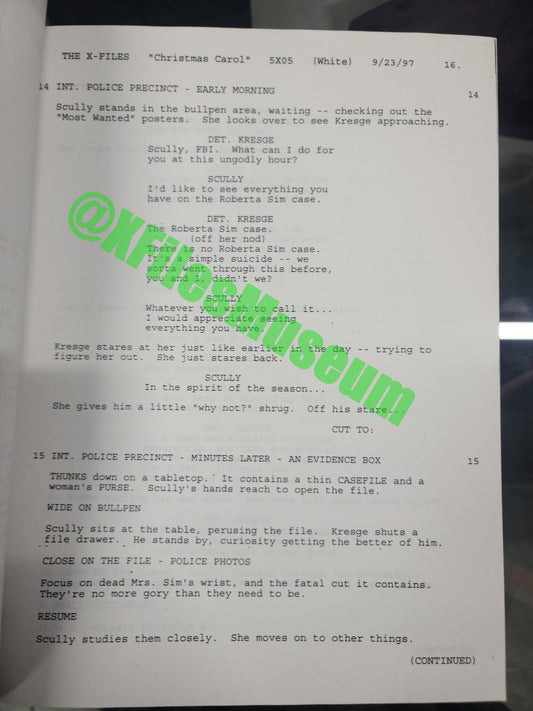 X Files Script -Episode "CHRISTMAS CAROL" - Not Production Used