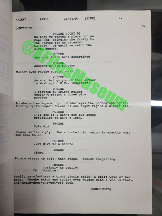 X Files Script -Episode "FIRE" - Not Production Used