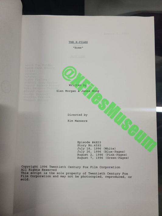 X Files Script -Episode "HOME" - Not Production Used