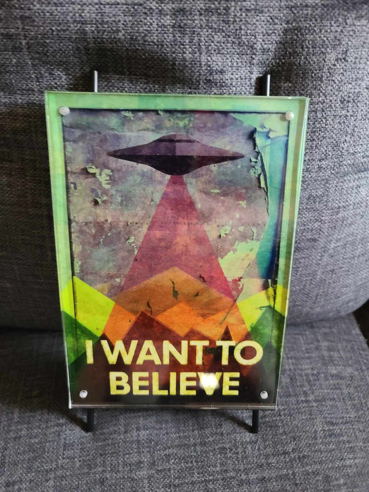 I Want To Believe artwork by Rob Taylor in  magnetic metal easel