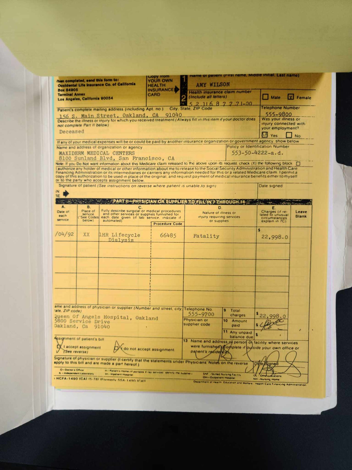 Production Used Set Dressing - Medical File