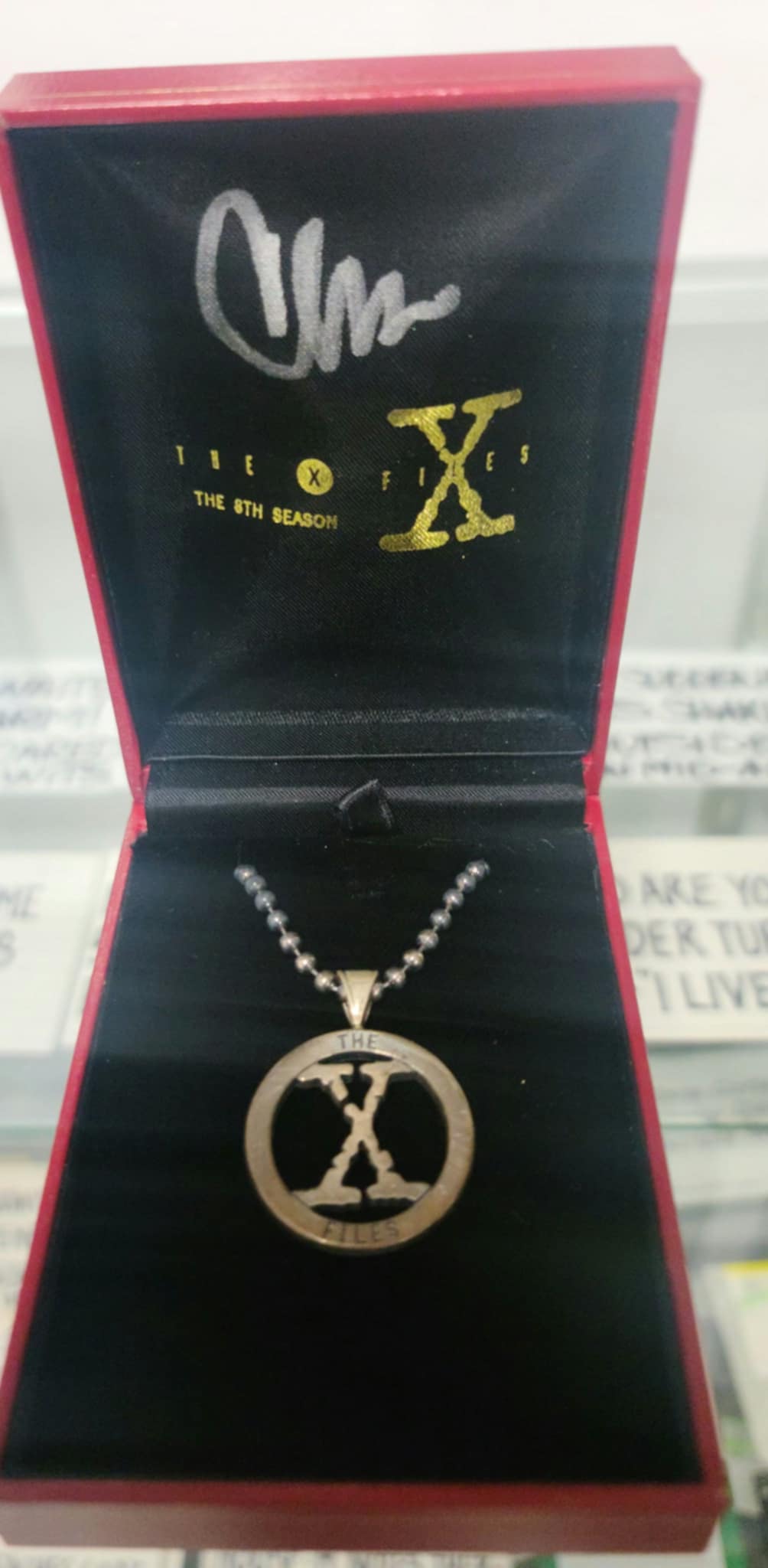 X-Files Necklace - Season 8 Crew Gift. Autographed by Chris Carter