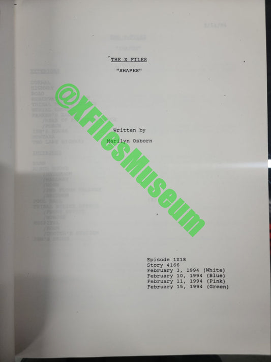 X Files Script -Episode "SHAPES" - Not Production Used