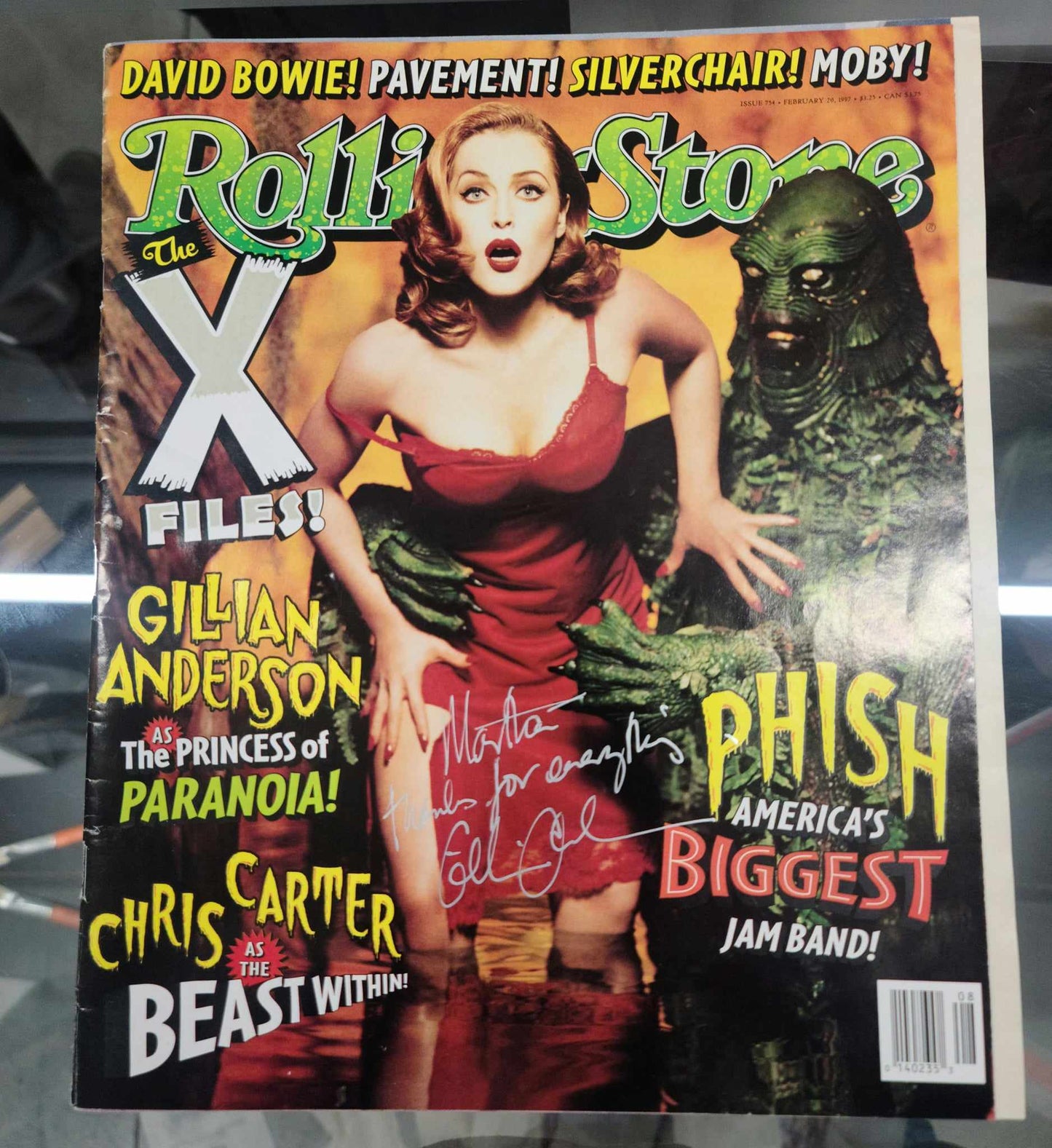 Rolling Stone Magazine -Gillian Anderson /Creature of Black Lagoon Cover - Autographed By Gillian Anderson