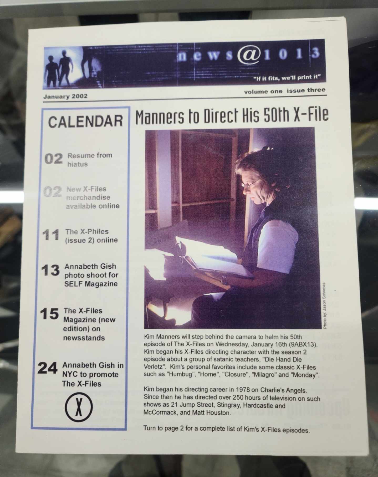 X-Files - 1013 Newsletter -Production