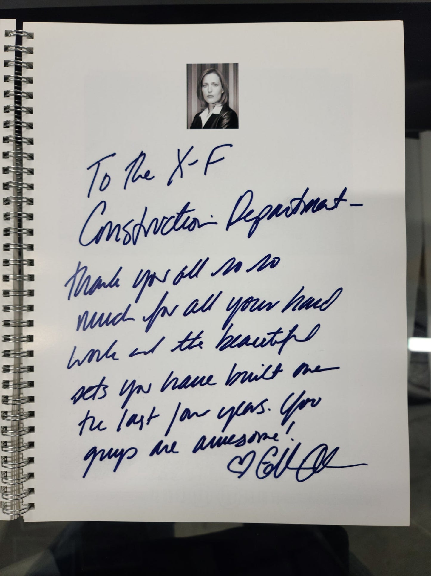 X-Files - Thank you Book- Crew Gift to the Construction Department