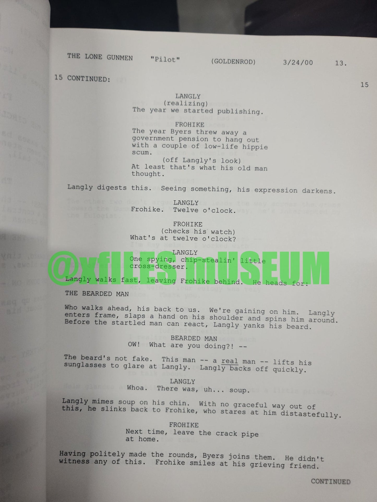 Lone Gunmen Script -Episode "PILOT" - Not Production Used