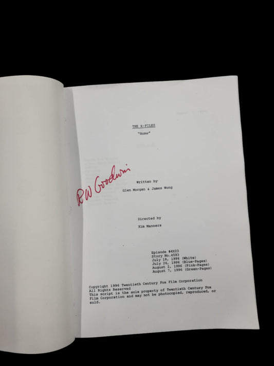 X-Files Production Used Script - Episode "Home"  Autographed by R.W. Goodwin