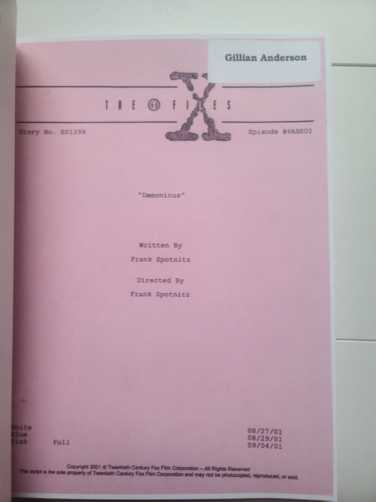 COPY -Gillian Anderson's Production Used Script - Episode "Demonicus"