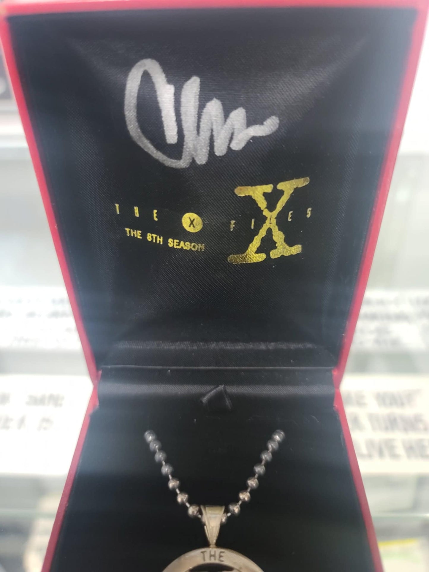 X-Files Necklace - Season 8 Crew Gift. Autographed by Chris Carter