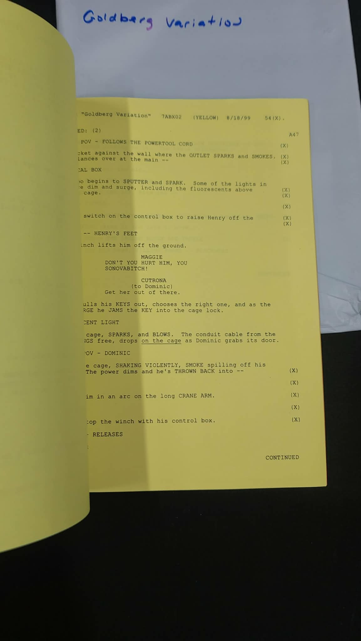 *X-Files - Original Production Used Script - GOLDBERG VARIATION