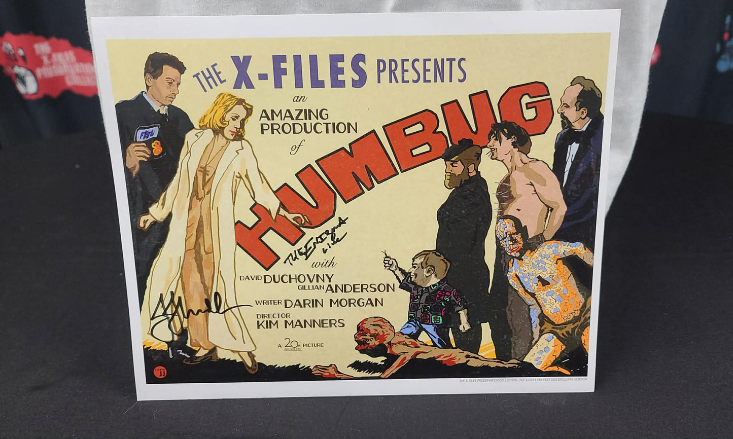 *X-Files- 8x10 HUMBUG Print Autographed by the artist JJ Lendl and THE ENIGMA