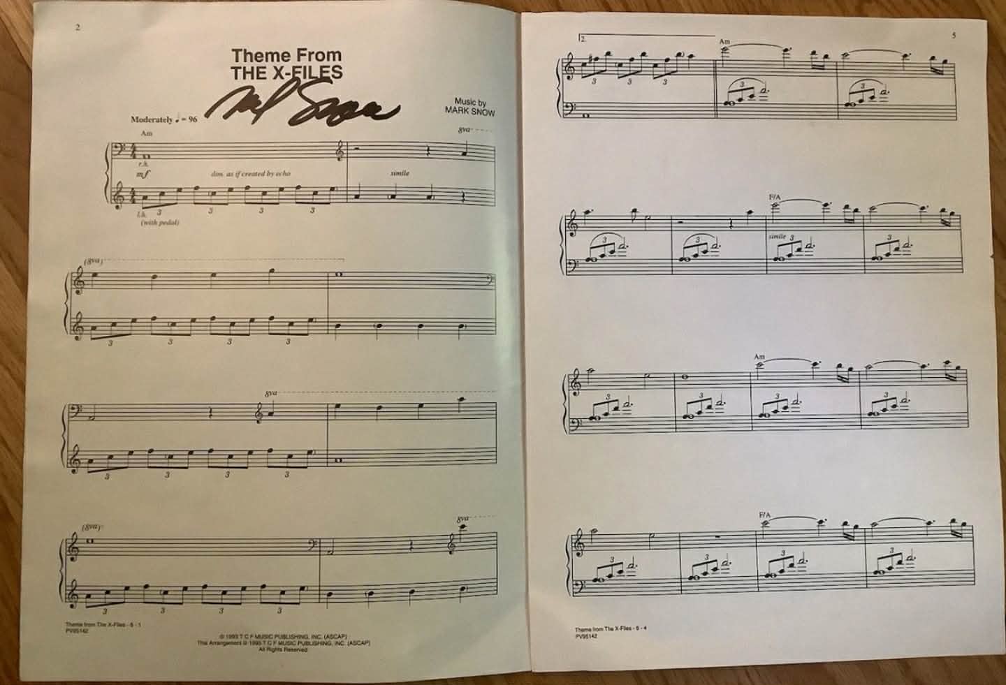 THE X-FILES -Sheet Music -Autographed by Mark Snow The X-Files Composer