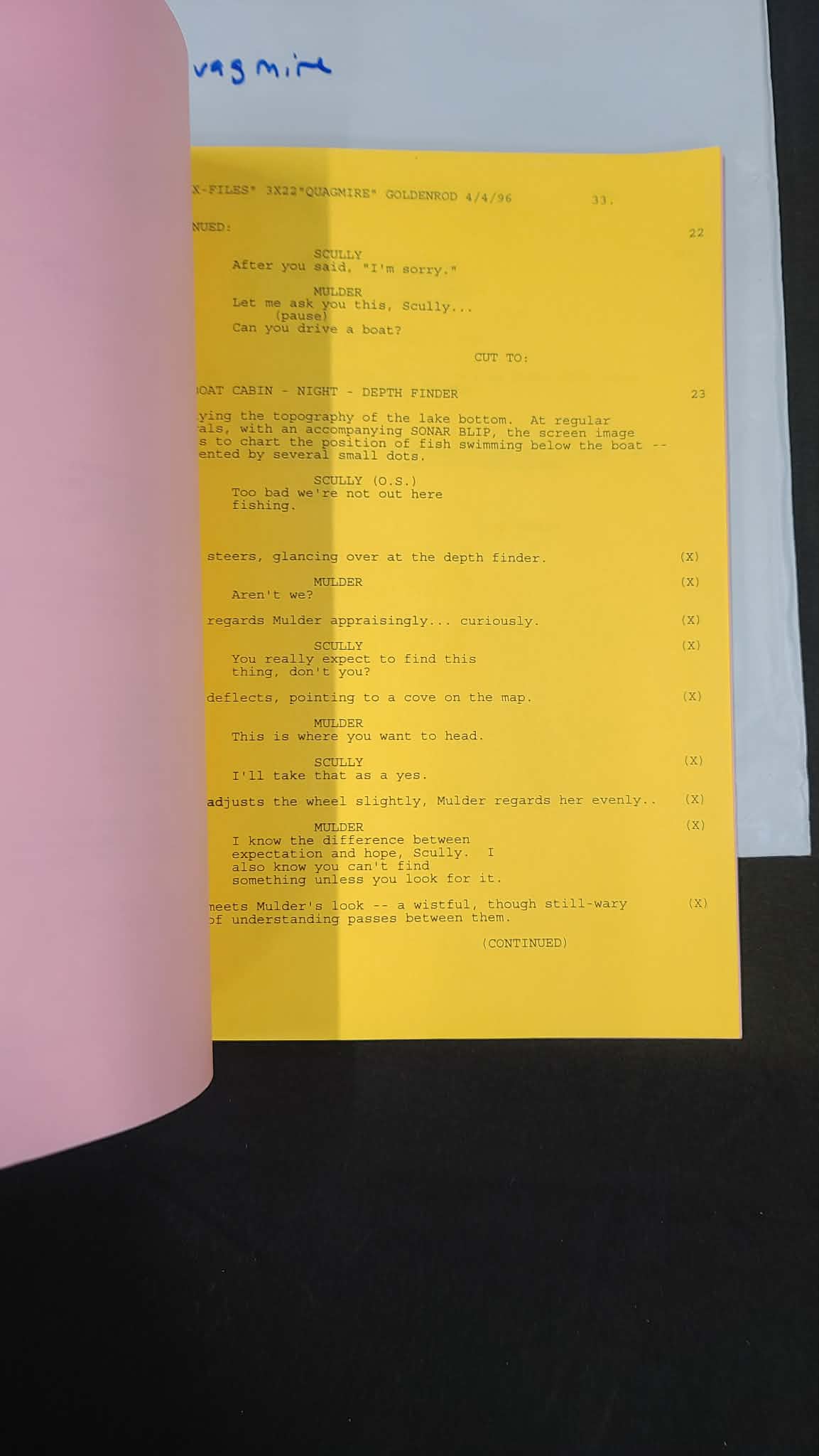 *X-Files - Original Production Used Script -QUAGMIRE