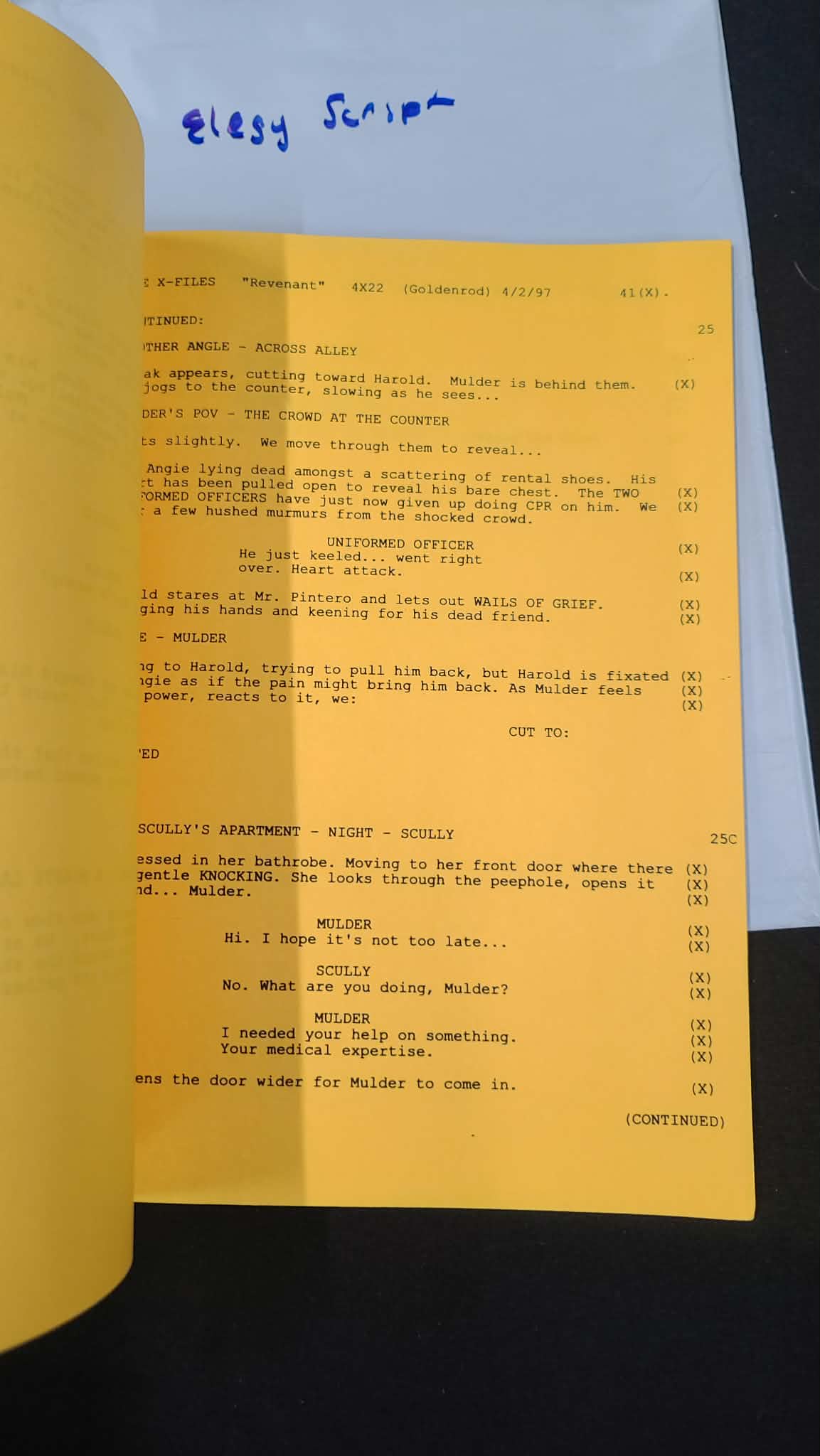 *X-Files - Original Production Used Script -ELEGY