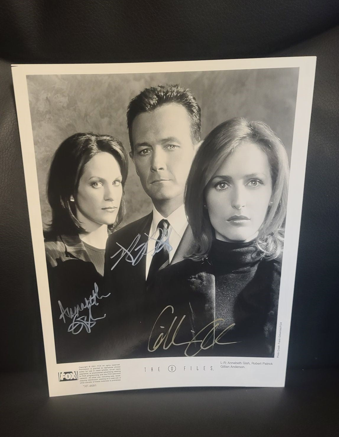 Autographed Press Photo -Annabeth Gish, Robert Patrick and Gillian Anderson
